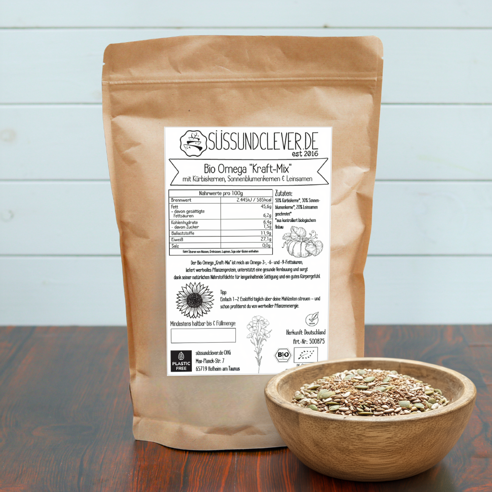 Bio Omega "Kraft-Mix" | mit Kürbiskernen, Sonnenblumenkernen & Leinsamen