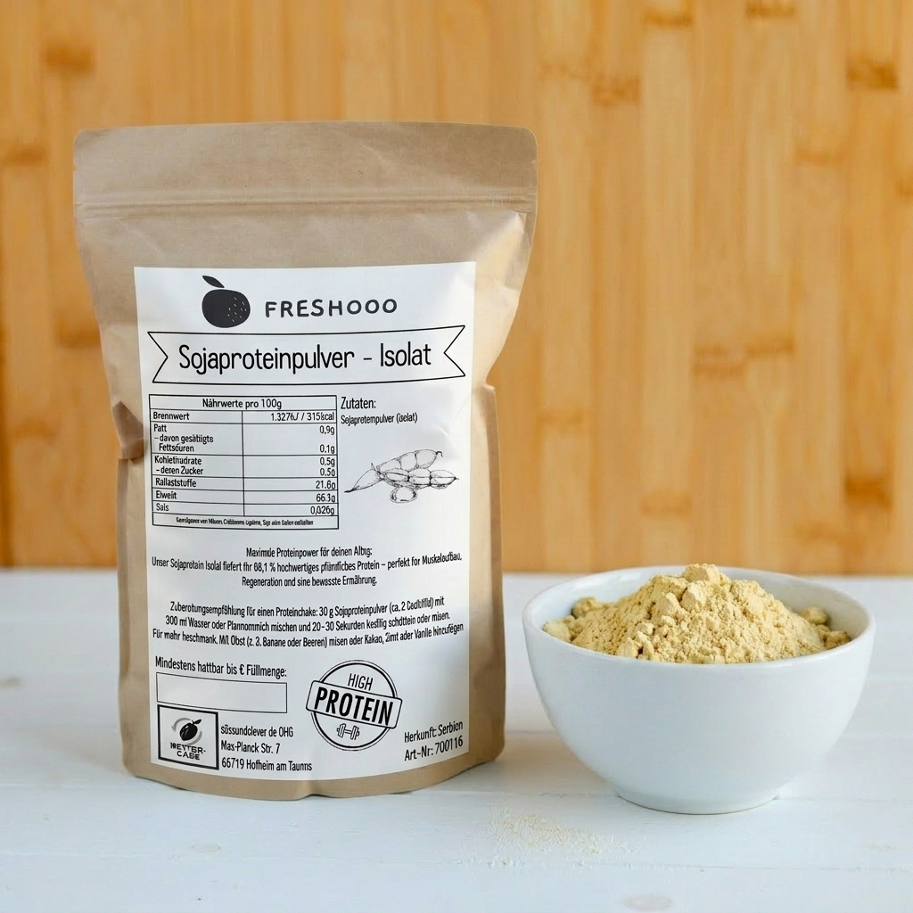 freshooo® Sojaproteinpulver | Isolat | aus Europa | 66 g Protein