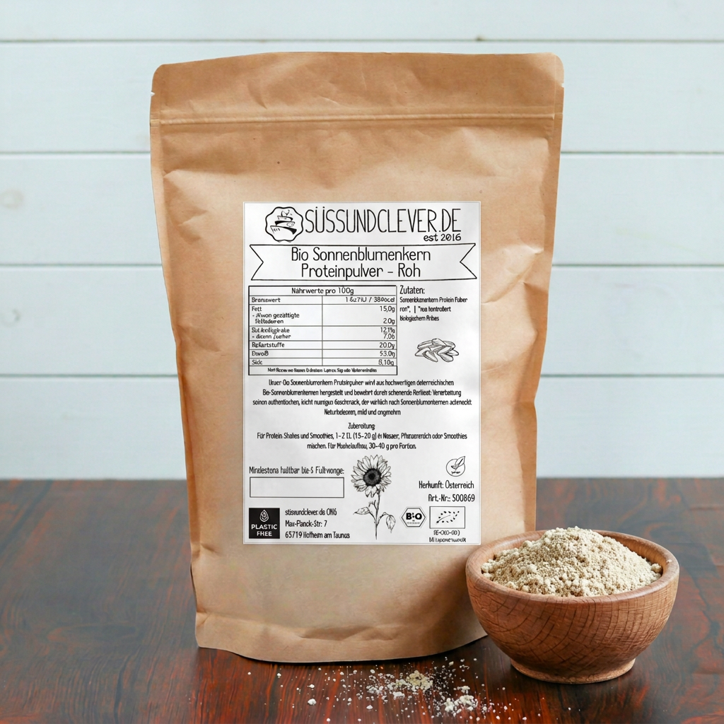 Bio Sonnenblumenkern Proteinpulver – 55 % Protein | roh | natürlicher Sonnenblumenkern-Geschmack