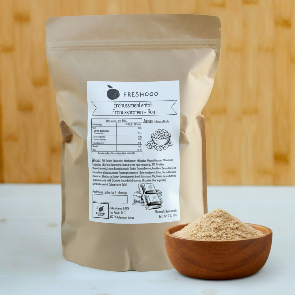 freshooo® Erdnussmehl entölt | Erdnussprotein - Roh | 55g Protein