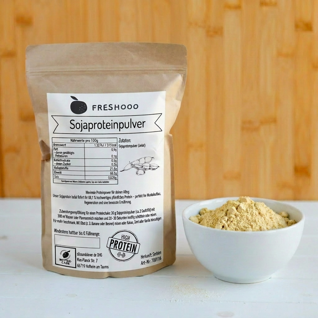 freshooo® Sojaproteinpulver | aus Europa | 66 g Protein