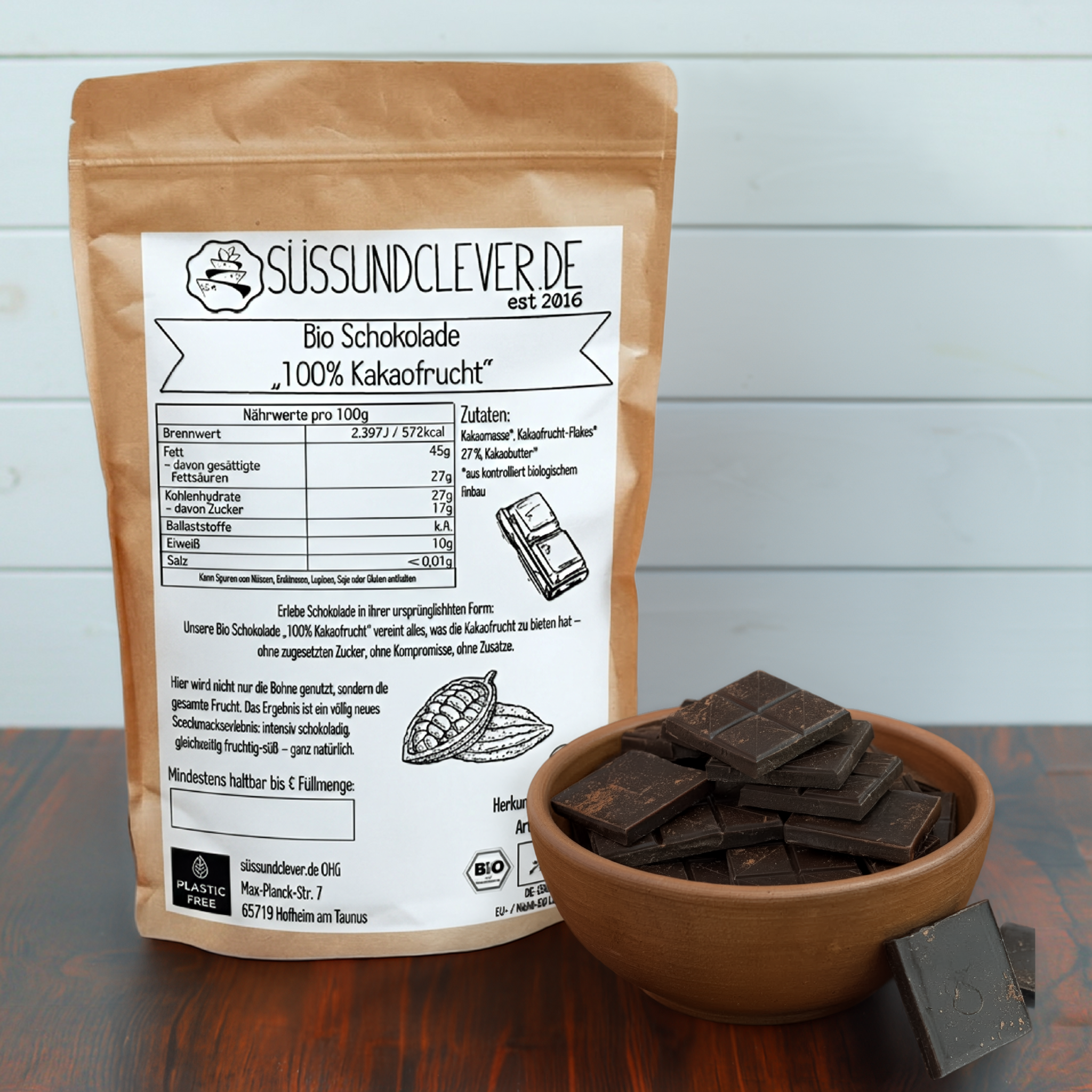 Bio Schokolade | "100% Kakaofrucht" | ohne Zuckerzusatz | vegan