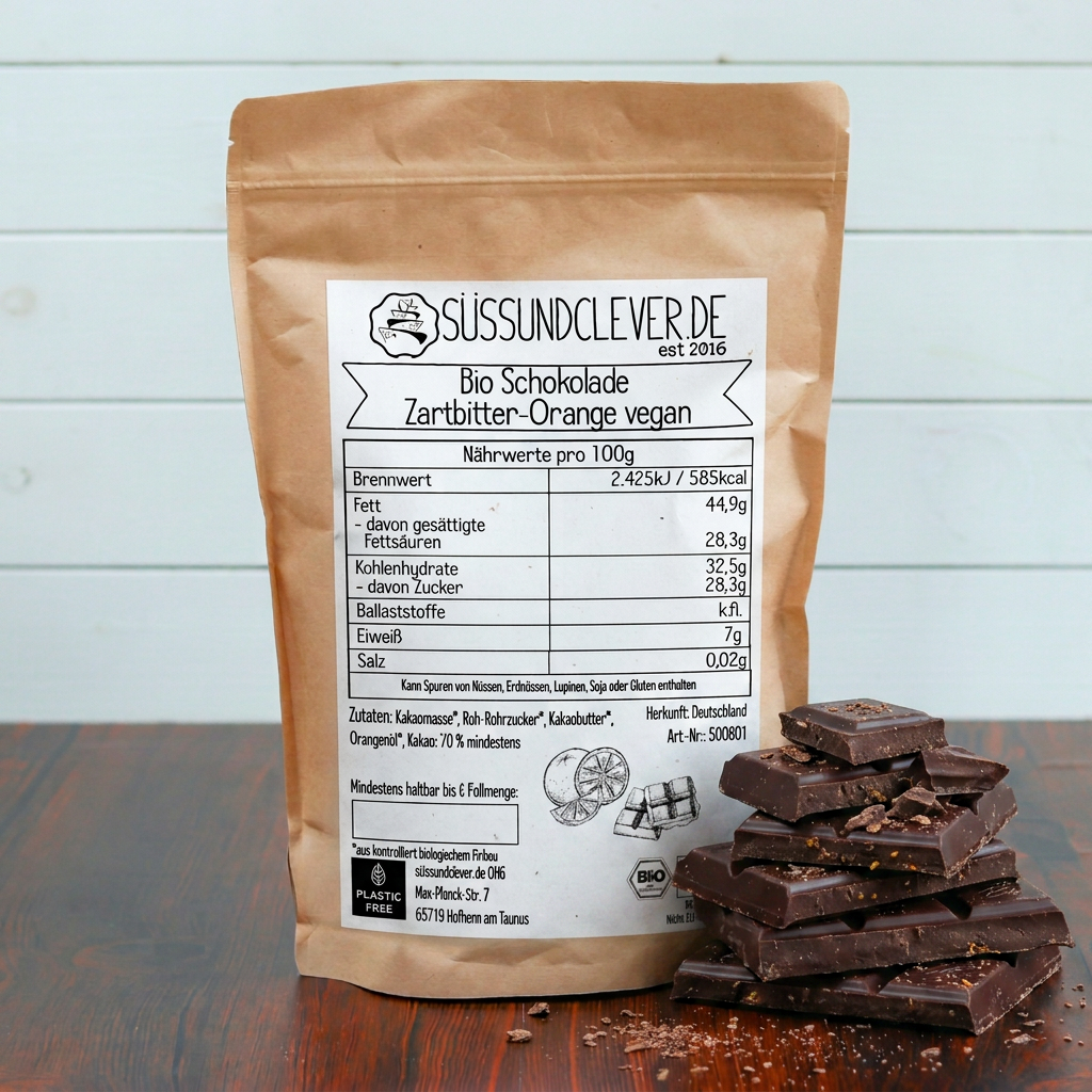 Bio Schokolade | Zartbitter-Orange | mit 70% Kakaoanteil | vegan