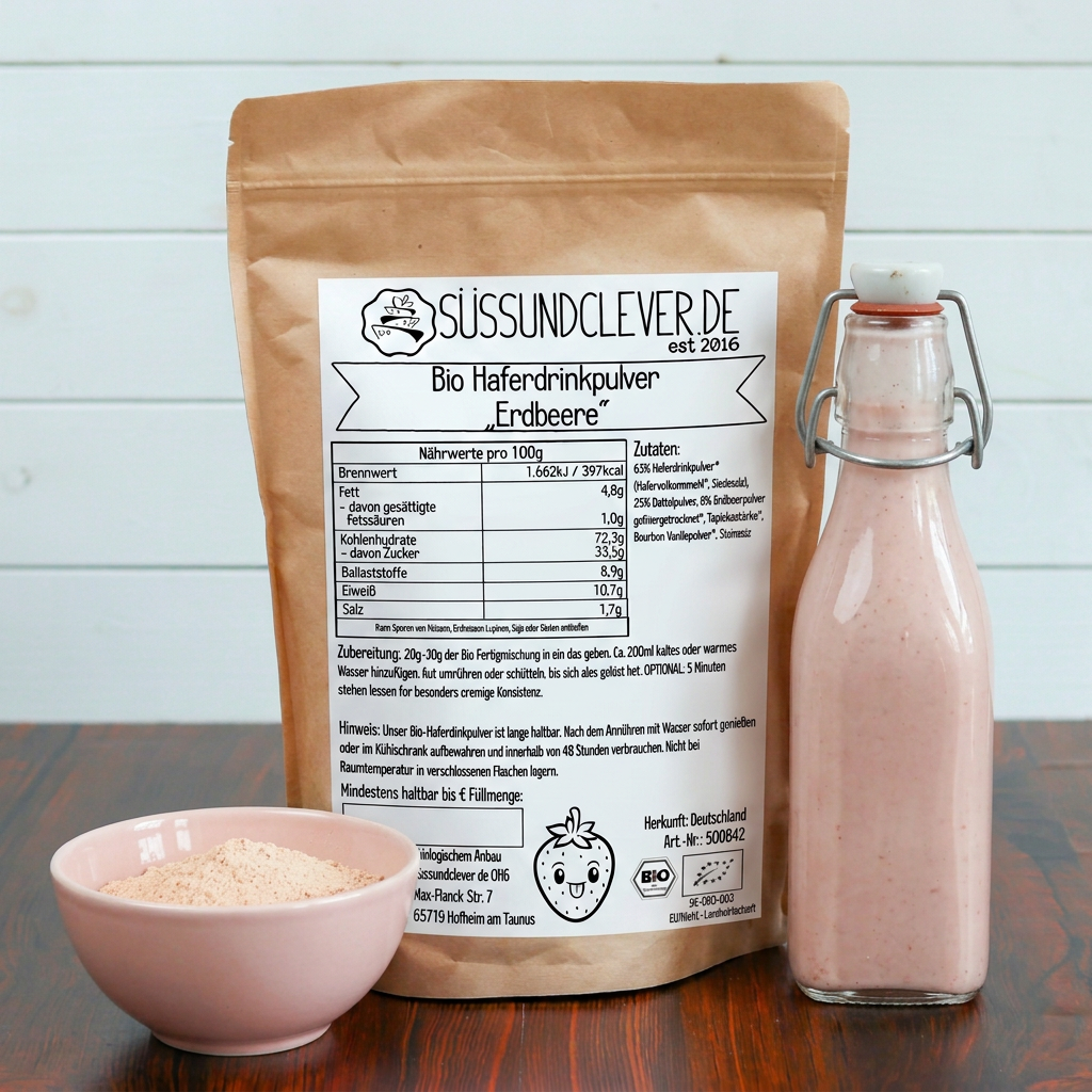 Bio Haferdrinkpulver | Erdbeere mit Dattelsüße | vegan