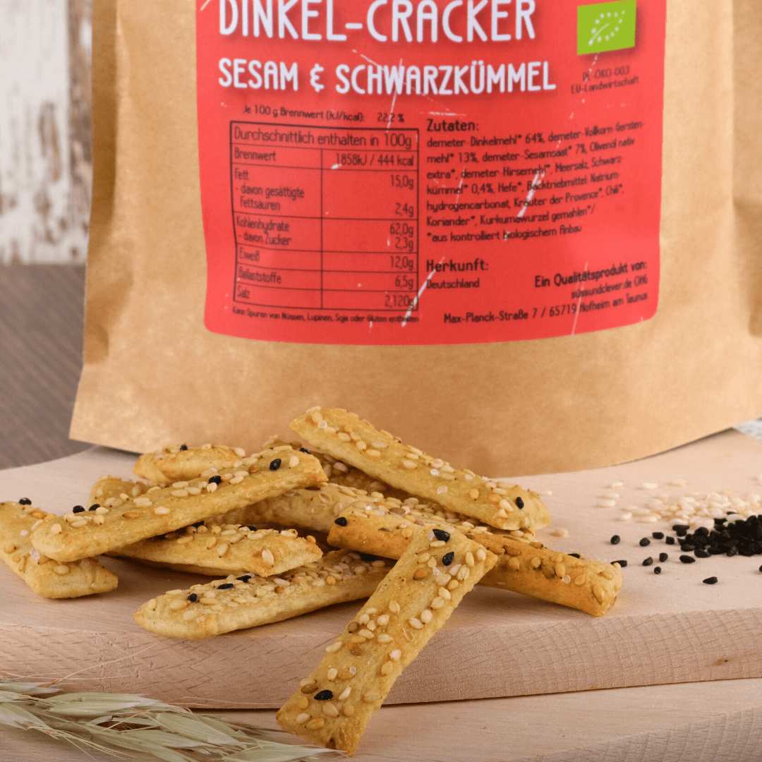 Bio Dinkel-Cracker | mit Sesam &amp; Schwarzkümmel