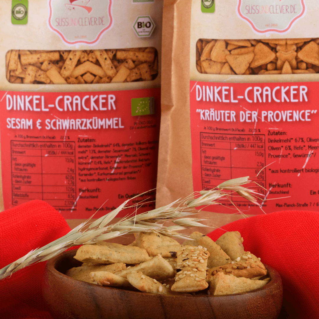 Bio Set: Dinkel-Cracker | "Kräutern der Provence" + Sesam &amp; Schwarzkümmel | 2 x 300g