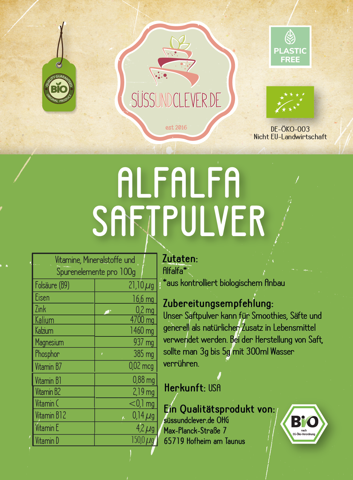 Bio Alfalfa Saftpulver | Rohkost